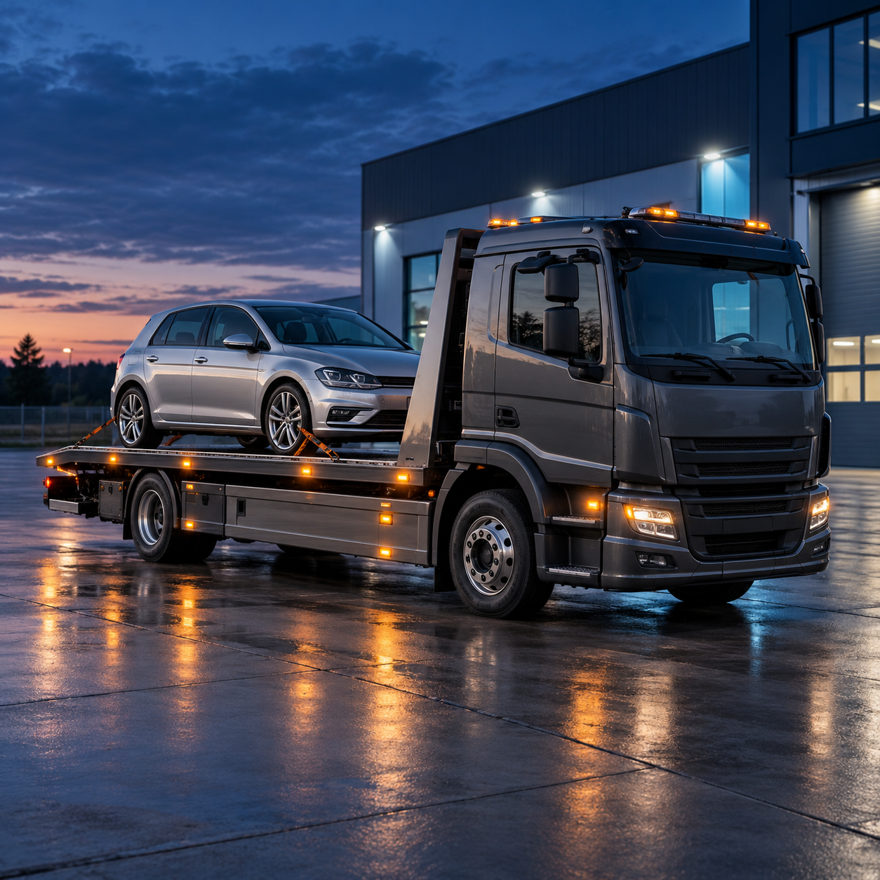 Transportavimo platformos su automobiliu DI iliustracija